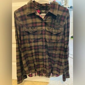 Harley Davidson Plaid button up shirt